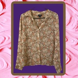 Flower Pattern Button Down Blouse